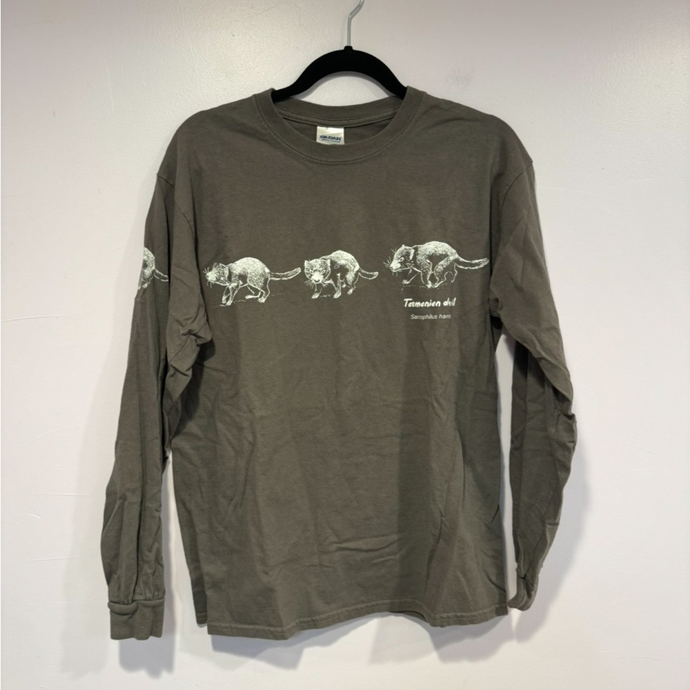 Gray Long Sleeve Tasmanian Devil Graphic Tee